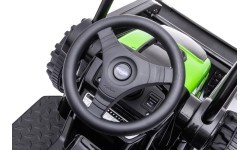 Bērnu elektromobilis traktors ar ekskavatoru, zaļš