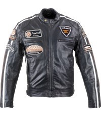 Vīriešu ādas motociklista jaka W-TEC Black Cracker - Melna