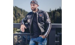 Vīriešu ādas motociklista jaka W-TEC Black Cracker - Melna