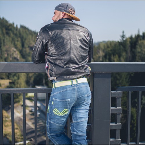 Vīriešu ādas motociklista jaka W-TEC Black Cracker - Melna
