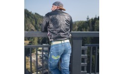 Men’s Leather Motorcycle Jacket W-TEC Black Cracker - Black