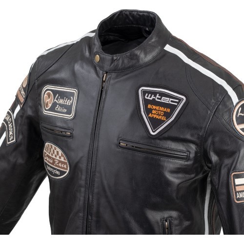 Vīriešu ādas motociklista jaka W-TEC Black Cracker - Melna