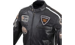 Vīriešu ādas motociklista jaka W-TEC Black Cracker - Melna