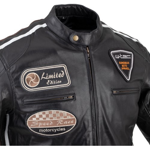 Vīriešu ādas motociklista jaka W-TEC Black Cracker - Melna