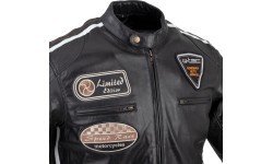 Men’s Leather Motorcycle Jacket W-TEC Black Cracker - Black