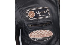 Men’s Leather Motorcycle Jacket W-TEC Black Cracker - Black
