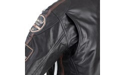 Men’s Leather Motorcycle Jacket W-TEC Black Cracker - Black