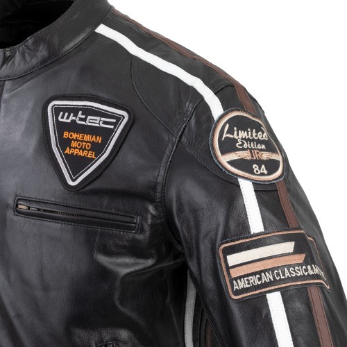 Vīriešu ādas motociklista jaka W-TEC Black Cracker - Melna