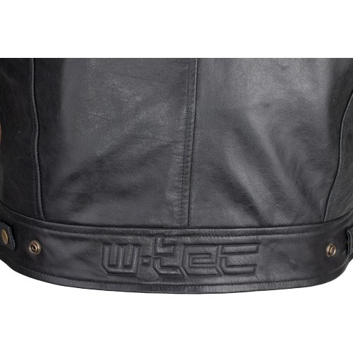 Men’s Leather Motorcycle Jacket W-TEC Black Cracker - Black
