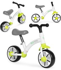 Bērnu līdzsvara velosipēds ar EVA riteņiem un regulējamu sēdekli, zaļš ECOTOYS