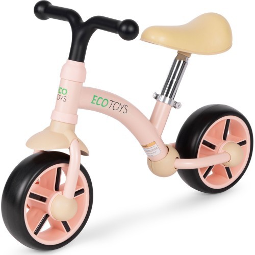 Bērnu trīsritenis ar EVA riteņiem un regulējamu sēdekli, rozā, ECOTOYS