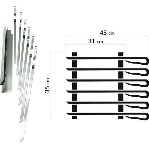 Barbecue set for skewers large, 43cm, 6pcs