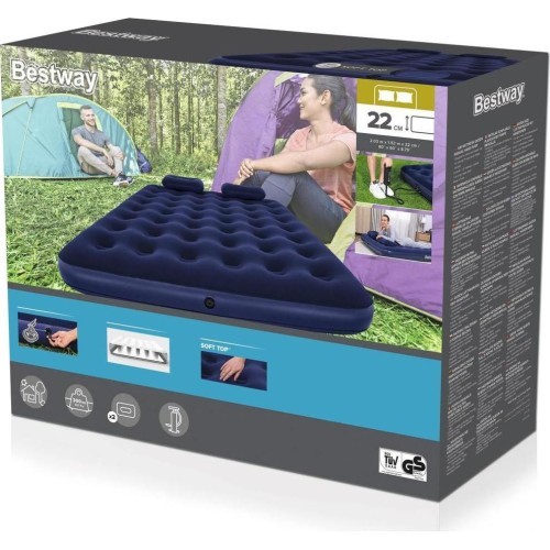 Velūra piepūšamais matracis Bestway 203x152x22 cm