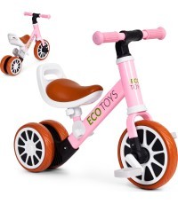 Cross-country trīsritenis ar pedāļiem 2in1 rozā ECOTOYS