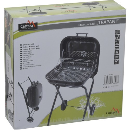 Taisnstūra formas grils uz kokogļu oglēm Cattara Trapani 46 cm