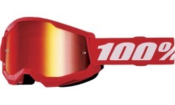 Bērnu motokrosa brilles 100% Strata 2 Youth Mirror - Sarkana, sarkans pleksistikls