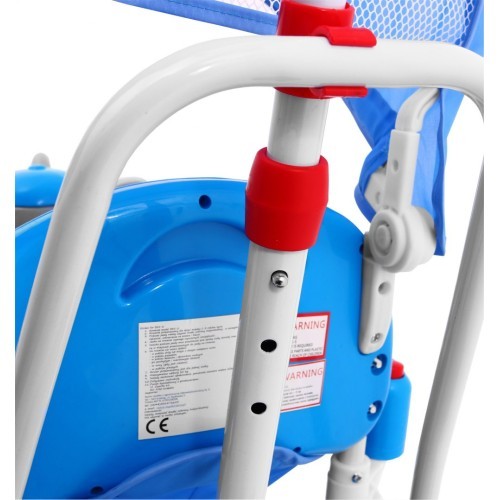 3-wheeled Blue Elephant Children's Bike + Sounds + Roof + Barrier + Footrest + Handle + Storage