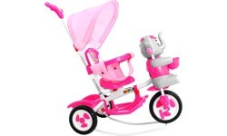 3-wheeled children's bike Elephant Pink + Sounds + Roof + Barrier + Footrest + Handle + Storage