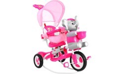 3-wheeled children's bike Elephant Pink + Sounds + Roof + Barrier + Footrest + Handle + Storage