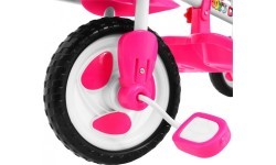 Trīsriteņu bērnu velosipēds Elephant Pink + skaņas + jumtiņš + barjera + kāju balsts + rokturis + soma