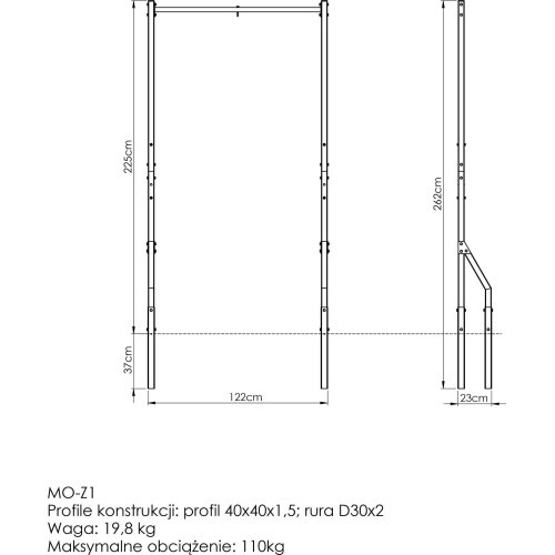 MO-Z1 ārējais pievilkšanās stienis ar somas turētāju - Marbo Sport