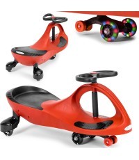 Gravitācijas braucamais transportlīdzeklis bērniem LED riteņi sarkans ECOTOYS