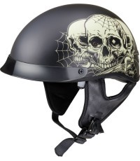 Мотоциклетный шлем W-TEC Black Heart Rednut - Skulls/Matt Black