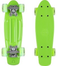 Мини-скейтборд WORKER Pico 17" со светящимися колесами - Green Board, Green Wheels