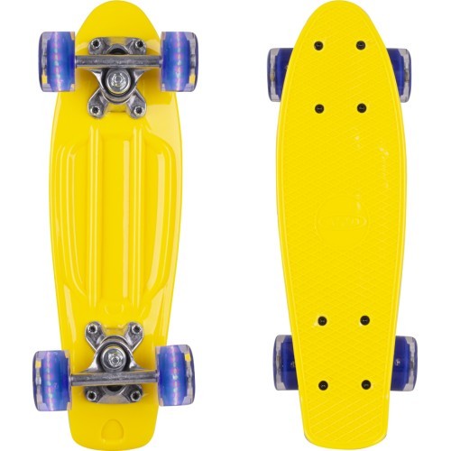 Мини-пенниборд WORKER Pico 17" со светящимися колесами - Yellow Board, Dark Blue Wheels