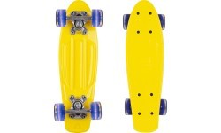 Mini Penny Board WORKER Pico 17" with Light Up Wheels - Yellow Board, Dark Blue Wheels