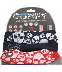 Universal Multi-Functional Neck Warmer Oxford Comfy 3-Pack - Skulls