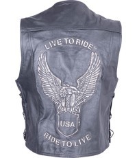 Sodager Live To Ride Ādas motociklistu veste - Black