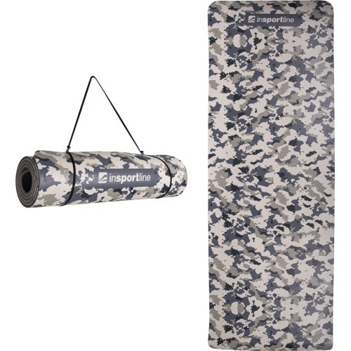Vingrošanas paklājs inSPORTline Camu 173x61x0,4 cm - Grey Camouflage