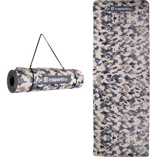 Vingrošanas paklājs inSPORTline Camu 173x61x0,8 cm - Pelēks kamuflāžs