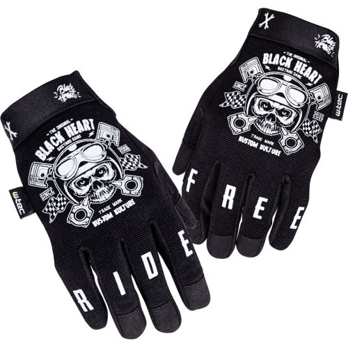 W-TEC Piston Skull motocikla cimdi - Melna