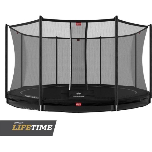 BERG Favorit InGround 380 Black batuts ar drošības tīklu Comfort