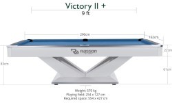Бильярдный стол Rasson Victory II Plus, Pool, белый, 9 ft, Simonis 760 сине-зелёный
