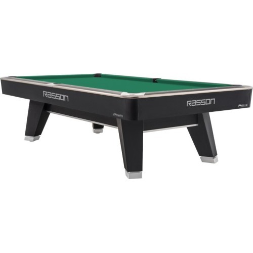 Бильярдный стол Pool Rasson ACURRA Mr-Sung, 9 ft, матово-чёрный (Strong Black), лузы MATCHROOM, Simonis 760 жёлто-зелёный
