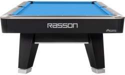 Biljarda galds Pool Rasson ACURRA Mr-Sung, 9 ft, matēti melns (Strong Black), MATCHROOM kabatas, Simonis 760 dzelteni zaļš