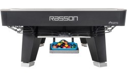 Biljarda galds Pool Rasson ACURRA Mr-Sung, 9 ft, matēti melns (Strong Black), MATCHROOM kabatas, Simonis 760 dzelteni zaļš