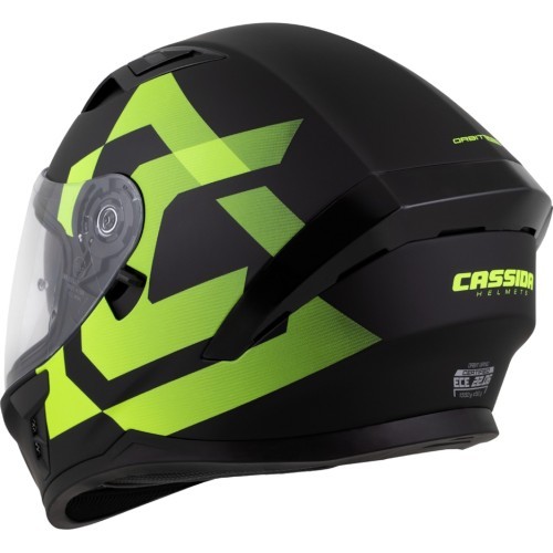 Motocikla ķivere Cassida Orbit Grind matēti melna / fluorescējoši dzeltena