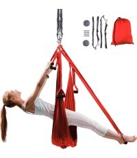 Gaisa jogas šūpuļtīkls ar turētājiem un siksnām inSPORTline Hemmok Red