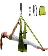 Надувной гамак для йоги с держателями и ремнями inSPORTline Hemmok Green