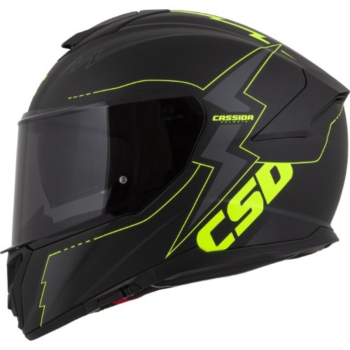 Motocikla ķivere Cassida Integral GT 2.1 Flash matēti melna / fluorescējoši dzeltena / tumši pelēka