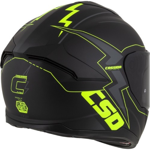 Motocikla ķivere Cassida Integral GT 2.1 Flash matēti melna / fluorescējoši dzeltena / tumši pelēka