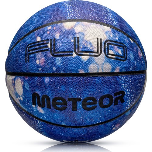 Баскетбольный мяч Meteor Fluo, размер 7 - Белый/синий