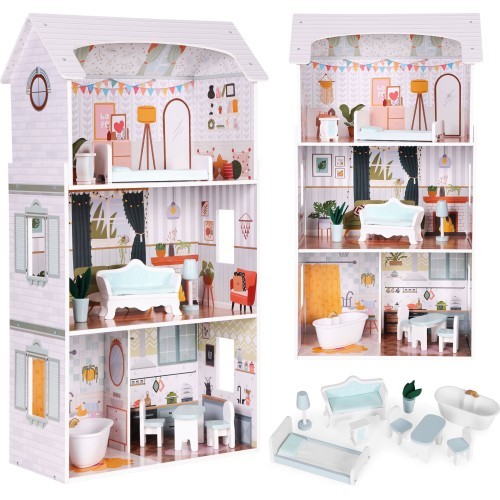 Alice doll house 3 floors 4 rooms set of 9 furniture ECOTOYS