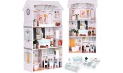Кукольный домик Alice ECOTOYS, 3 этажа, 4 комнаты, набор из 9 предметов мебели