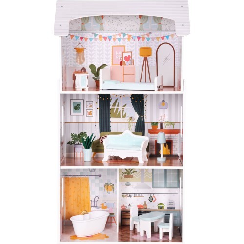 Alice doll house 3 floors 4 rooms set of 9 furniture ECOTOYS