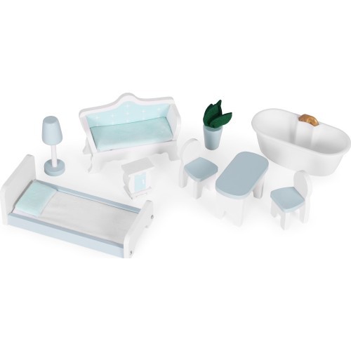 Alice doll house 3 floors 4 rooms set of 9 furniture ECOTOYS
